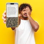 man holding phone with announcement