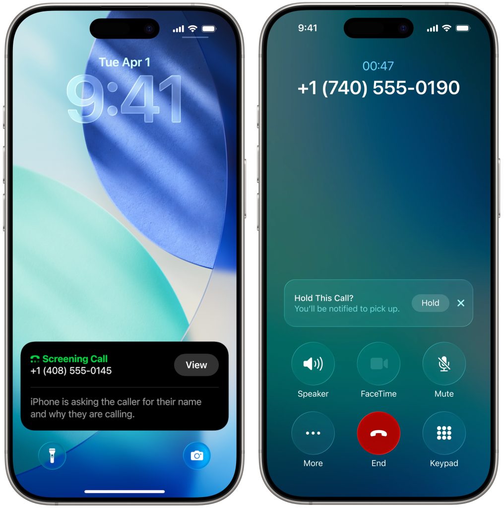Screenshot showing Phone-Call-Screening-Hold-Assist