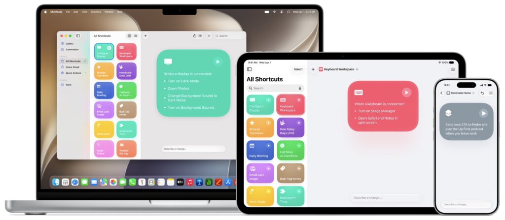 mac, iphone, and ipad showing shortcuts